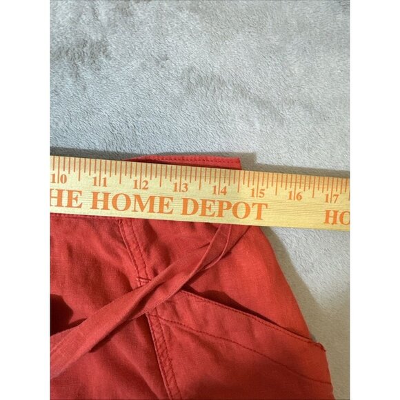 Maeve Anthropologie Linen Blend Button Front Paperbag Midi Skirt 8 Orange - Picture 5 of 10